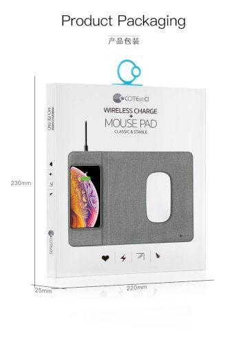 Mouse Pad Coteetci Wireless Charger And Mouse Pad Black (CS5186)
