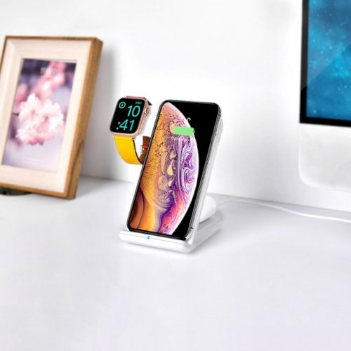 Wireless Charger Coteetci WS-18 3-in-1 White (CS5169)