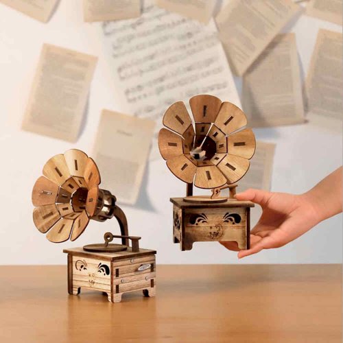  Retro Wooden Phonograph Creative Mini Music Box Decoration