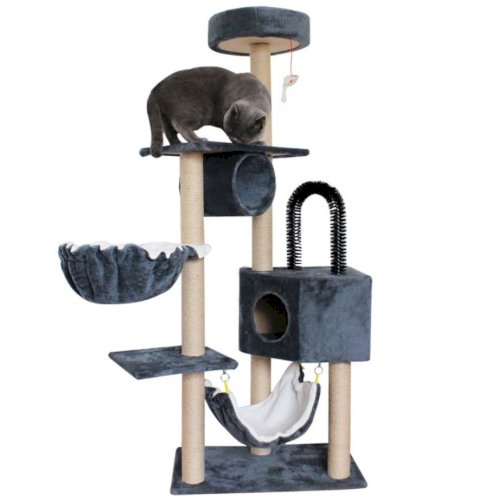 Cat Climbing Multi-layer Tower Playhouse With Hairball Hammock And Stairs